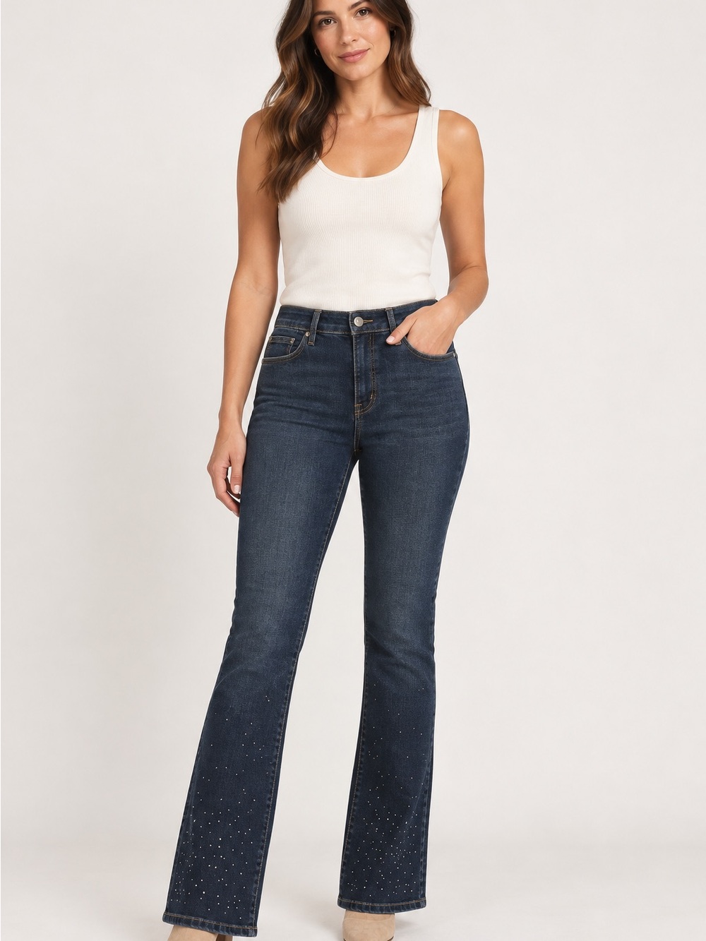Rebecca Minkoff Dark Blue Embellished Flare Jeans
